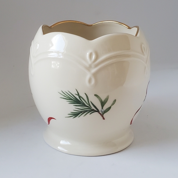 Lenox Votive Holder 24kt Gold Christmas Candy Cane Mistletoe Tealight Holder - Picture 3 of 9